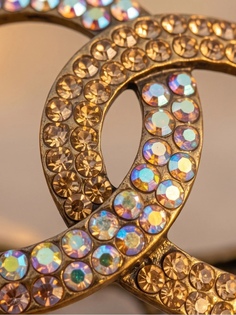 Aurora Borealis (AB) & Amber Crystals Cuff Hinged Bracelet 8-1/4” Diameter